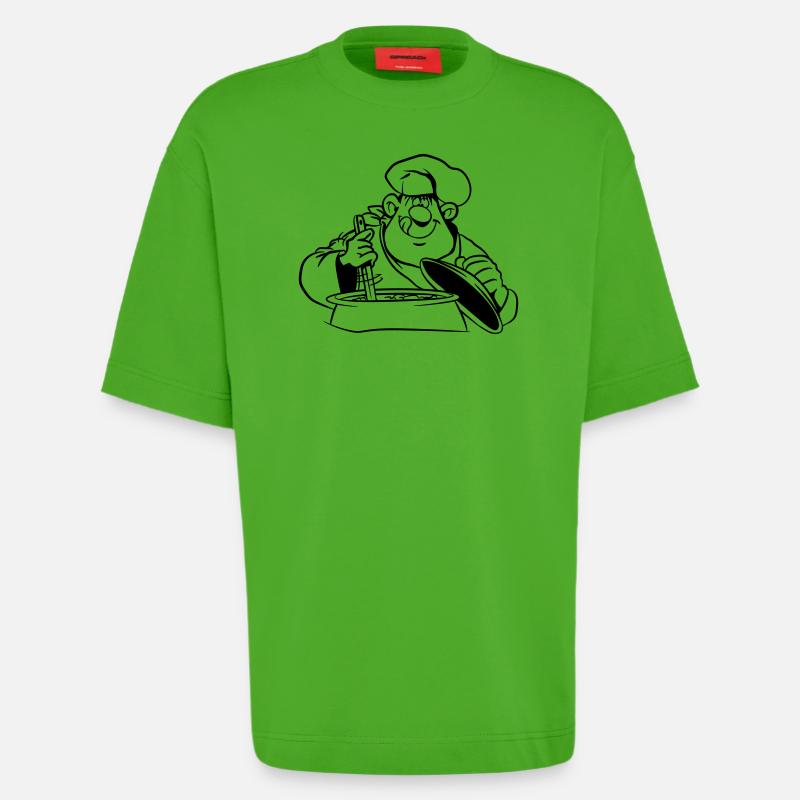 kochen koch comic witzig - Heavyweight T-Shirt - made by SPREAD  - Apple Neon