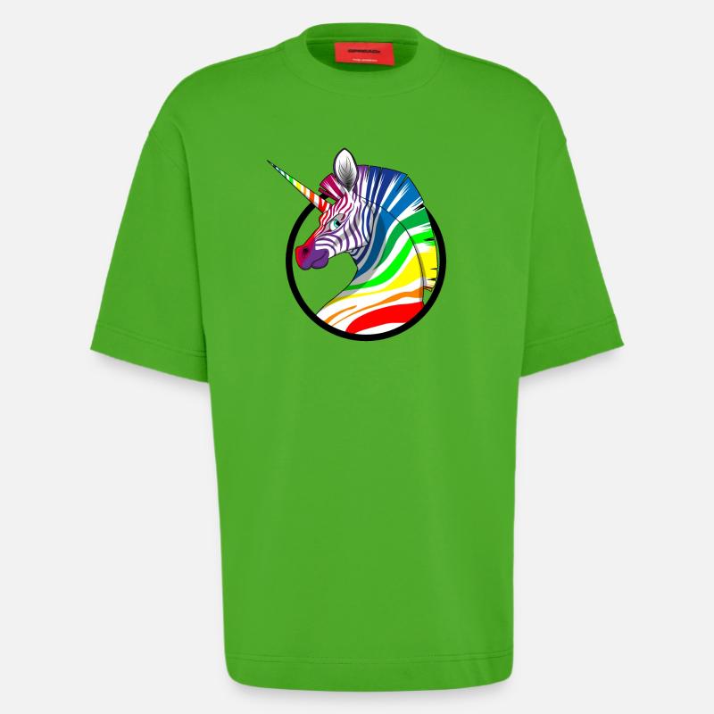 Regenbogen Einhorn Zebra - Heavyweight T-Shirt - made by SPREAD  - Apple Neon