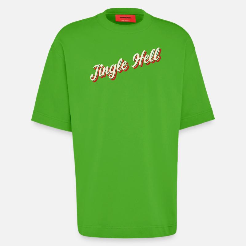 Jingle Hell Conception de Noël - T-shirt bio épais oversize fabriqué en UE - Apple Neon