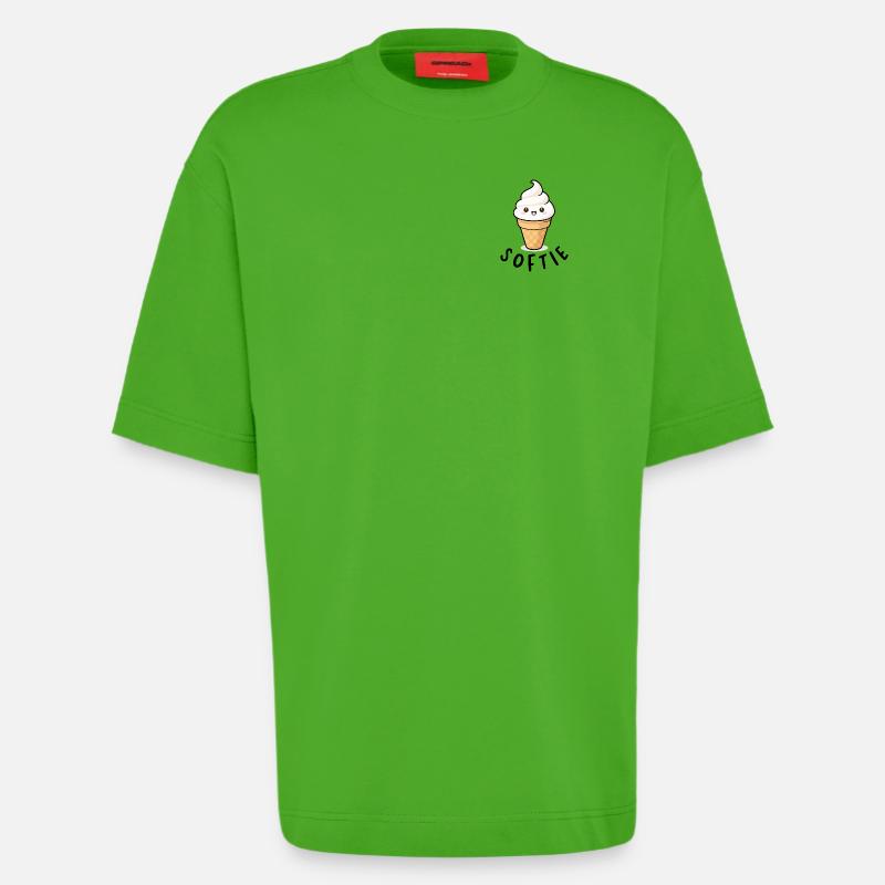 Softie Softeis Lover Eiscreme Icon Geschenk - T-shirt bio épais oversize fabriqué en UE - Apple Neon