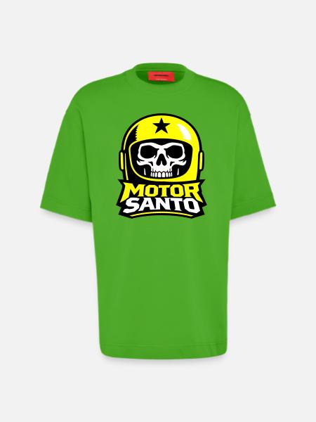 Motor Santo Skull Logo - Heavyweight T-Shirt - made by SPREAD - Apple Neon