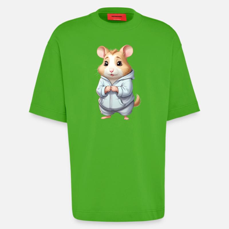 Cuddly Hero Hamster Pull à capuche - T-shirt bio épais oversize fabriqué en UE - Apple Neon