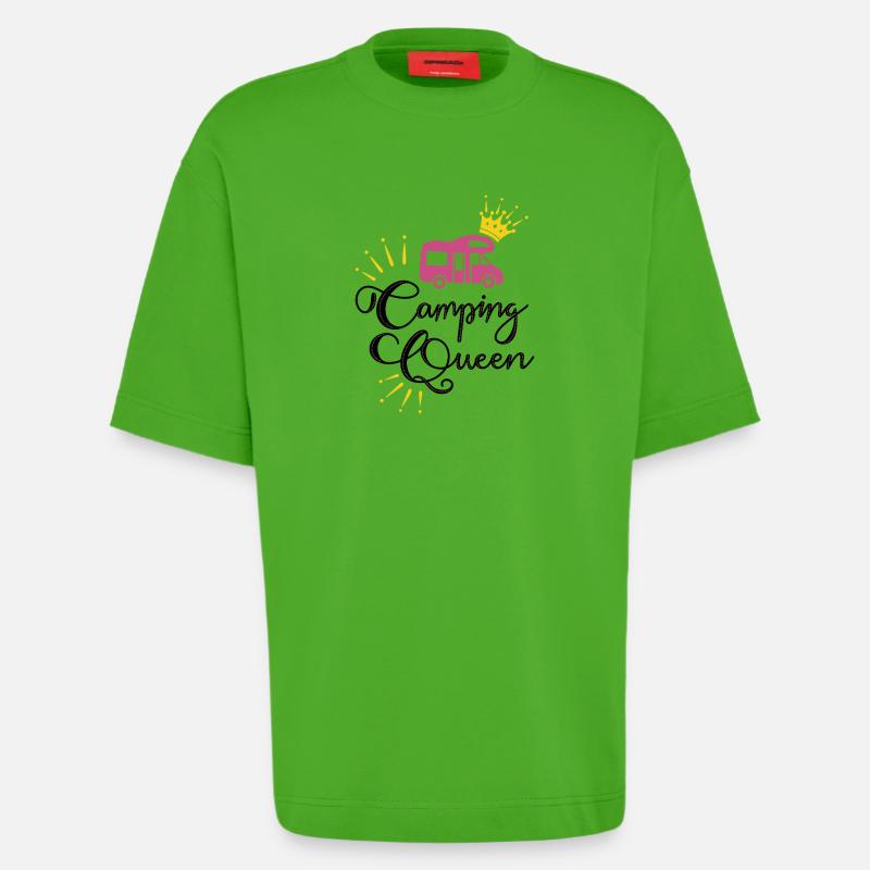 Camping Queen Camping-car - T-shirt bio épais oversize fabriqué en UE - Apple Neon