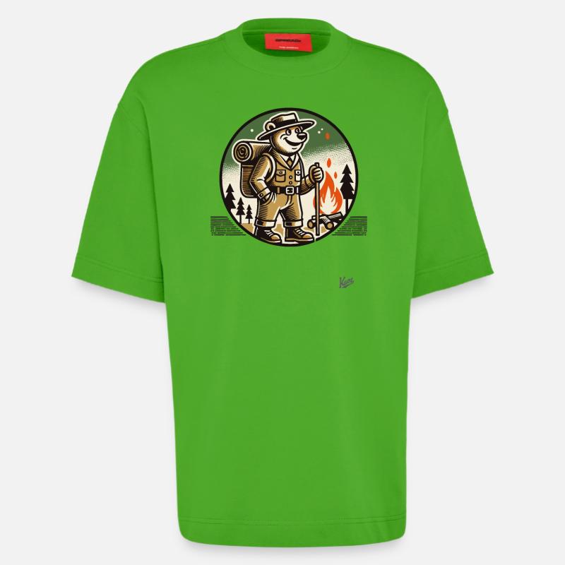 Wanderer- und Camping-Bär - Heavyweight T-Shirt - made by SPREAD - Apple Neon