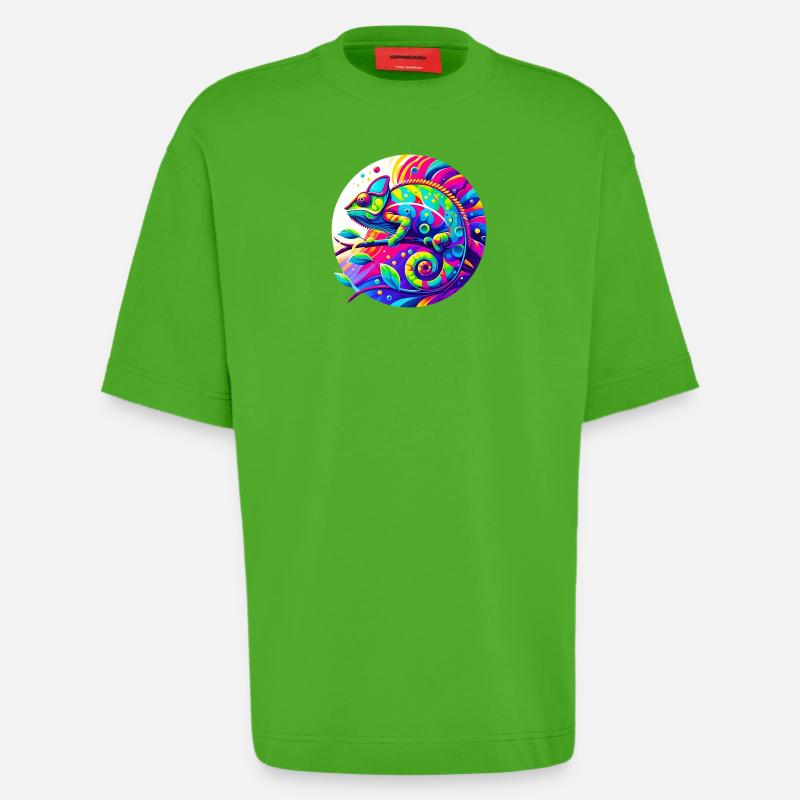 Caméléon - T-shirt bio épais oversize fabriqué en UE - Apple Neon