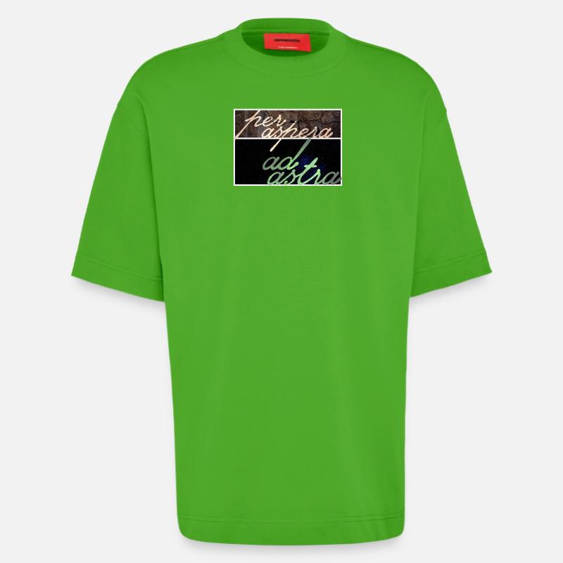 Per Aspera Ad Astra - Heavyweight Oversized Organic T-skjorte produsert i EU - Apple Neon