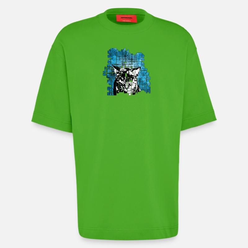 Graffiti-Stil Katzenporträt mit blauer Explosion - Heavyweight T-Shirt - made by SPREAD  - Apple Neon