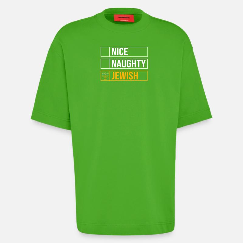 Hanoukka Hanoukka Hanoukka - T-shirt bio épais oversize fabriqué en UE - Apple Neon