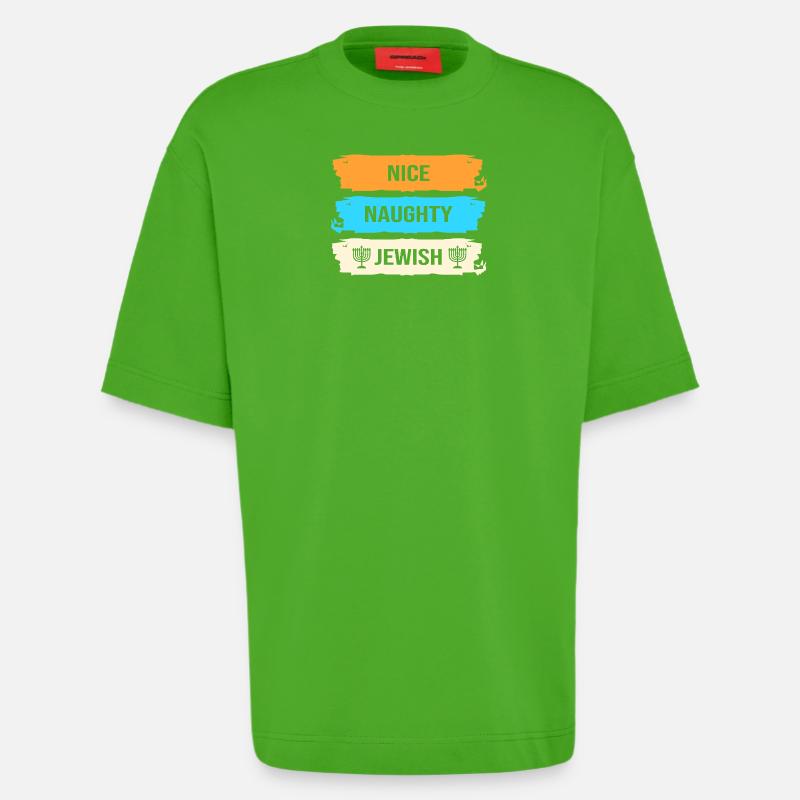 Hanoukka Hanoukka Hanoucca - T-shirt bio épais oversize fabriqué en UE - Apple Neon