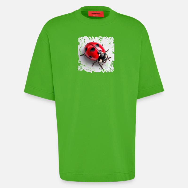 Roter Marienkäfer Muster Siebenpunkt - Heavyweight T-Shirt - made by SPREAD  - Apple Neon