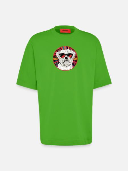 Punk dog with sunglasses - Heavyweight T-Shirt - made by SPREAD  - Apple Neon