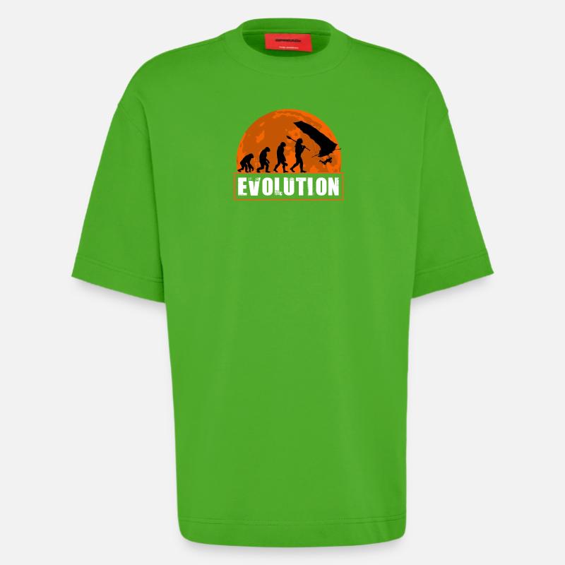Entwicklung des Hanggliderpilot-Sunset-Designs - Heavyweight T-Shirt - made by SPREAD - Apple Neon
