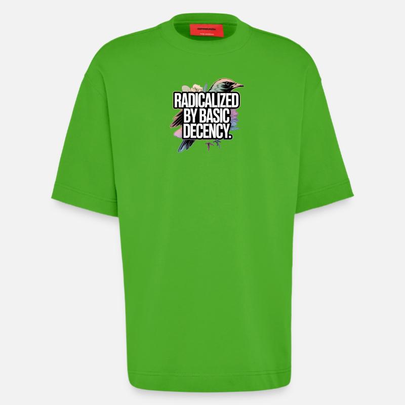 Radicalized by Basic Decency Statement - Heavyweight T-Shirt - made by SPREAD  - Apple Neon