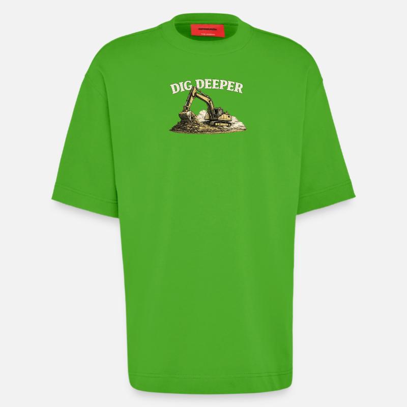 Dig Deeper Bagger Baustelle Baumaschine - Heavyweight T-Shirt - made by SPREAD - Apple Neon