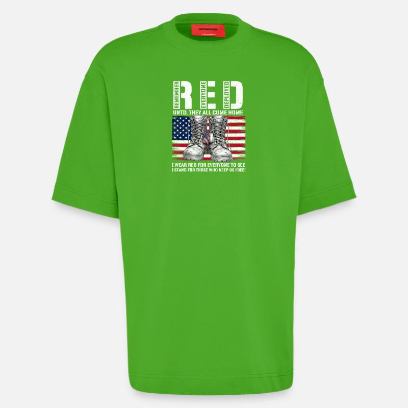 RED Friday Remember Everyone Deployed Home - Heavyweight T-Shirt - made by SPREAD  - Apple Neon