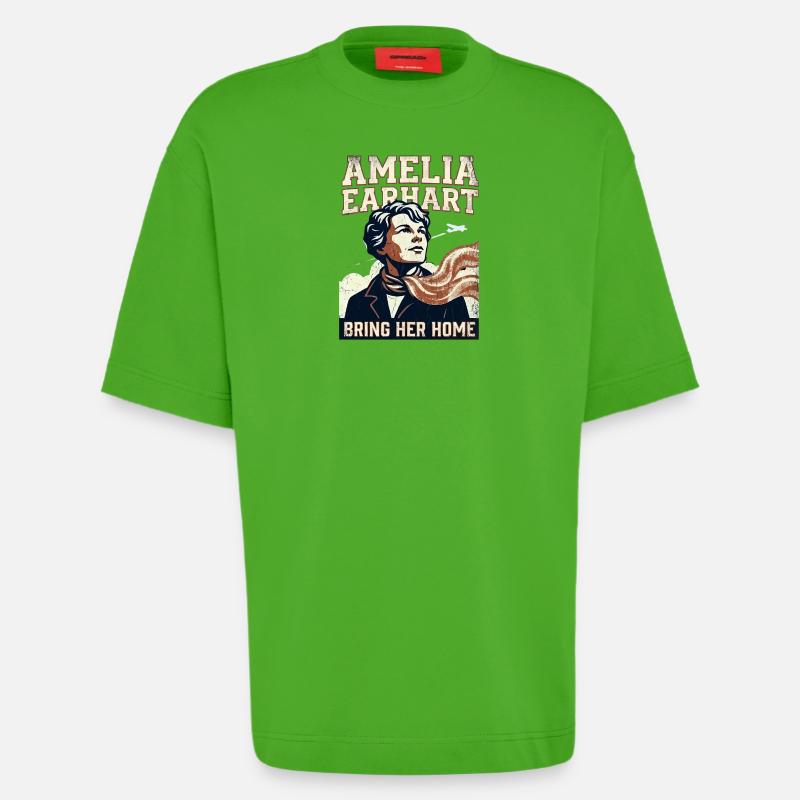 Amelia Earhart – Ramène-la à la maison - T-shirt bio épais oversize fabriqué en UE - Apple Neon