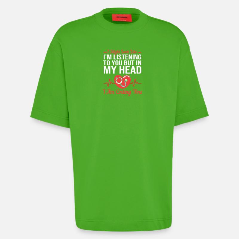 Medical Programmer Medical Coder - Heavyweight T-Shirt - made by SPREAD - Apple Neon