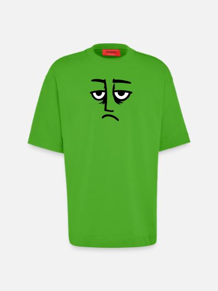 Grumpy sad disappointed face funny - Heavyweight T-Shirt - made by SPREAD  - Apple Neon