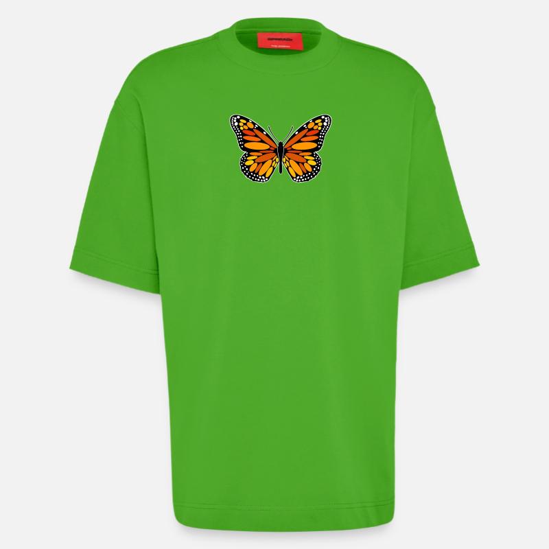 Papillon monarque - T-shirt bio épais oversize fabriqué en UE - Apple Neon