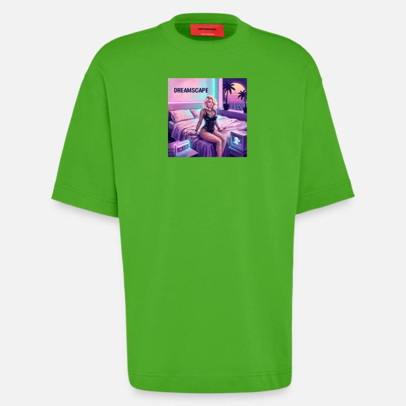Dreamscape Neon Diva - T-shirt bio épais oversize fabriqué en UE - Apple Neon