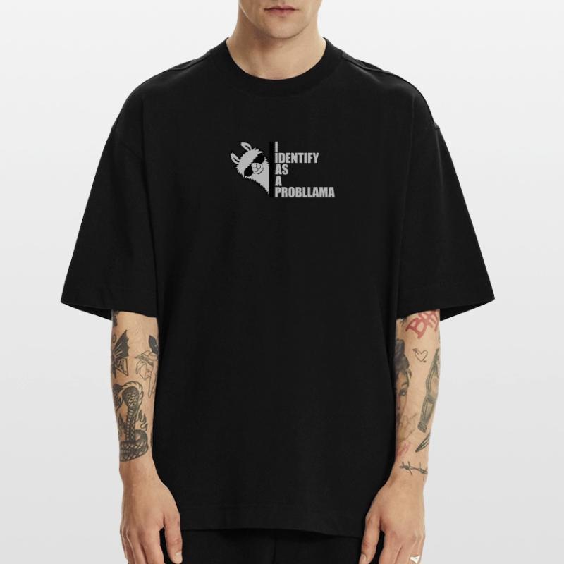 I Identify As A Probllama Cool Lama Problem Spruch Heavyweight T-Shirt - made by SPREAD 