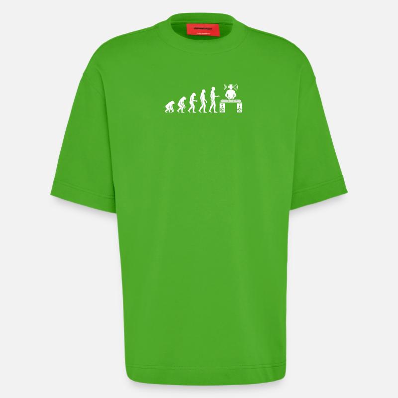 Evolution der Beats: DJ-Frontier - Heavyweight T-Shirt - made by SPREAD - Apple Neon