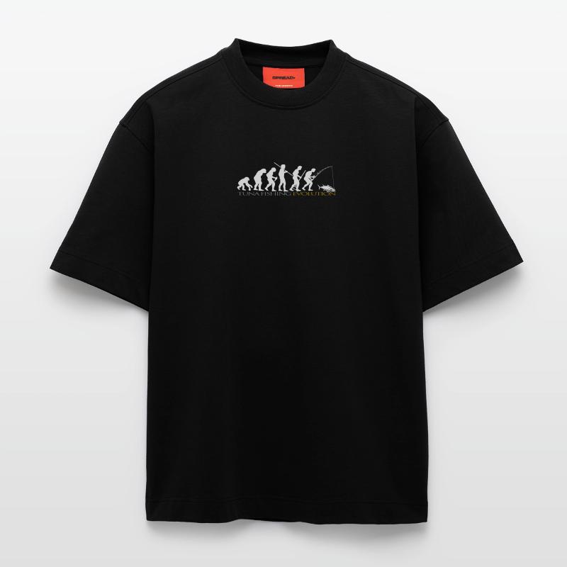 EVOLUTION DE LA PÊCHE (version blanche) T-shirt bio épais oversize fabriqué en UE
