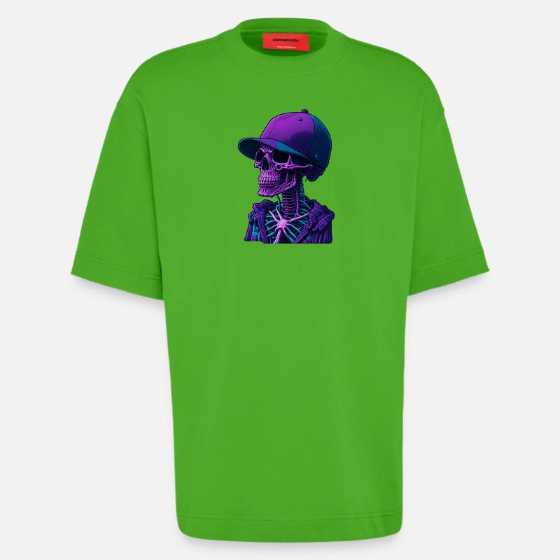 Skelett mit Kappe - Heavyweight T-Shirt - made by SPREAD  - Apple Neon