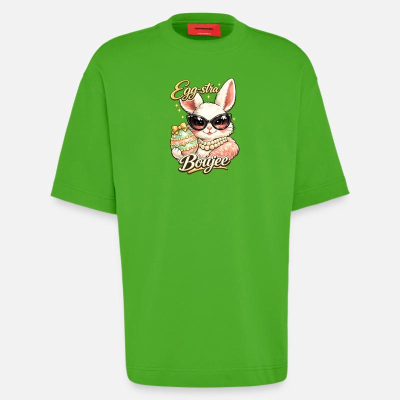 Eggstra Boujee Easter Bunny Easter - Heavyweight T-Shirt - made by SPREAD  - Apple Neon