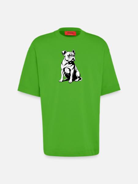 Bouledogue - T-shirt bio épais oversize fabriqué en UE - Apple Neon