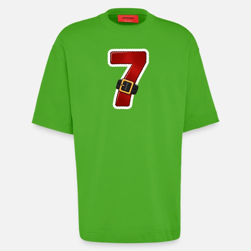 Roter Sieben mit Gürtel - Heavyweight T-Shirt - made by SPREAD  - Apple Neon