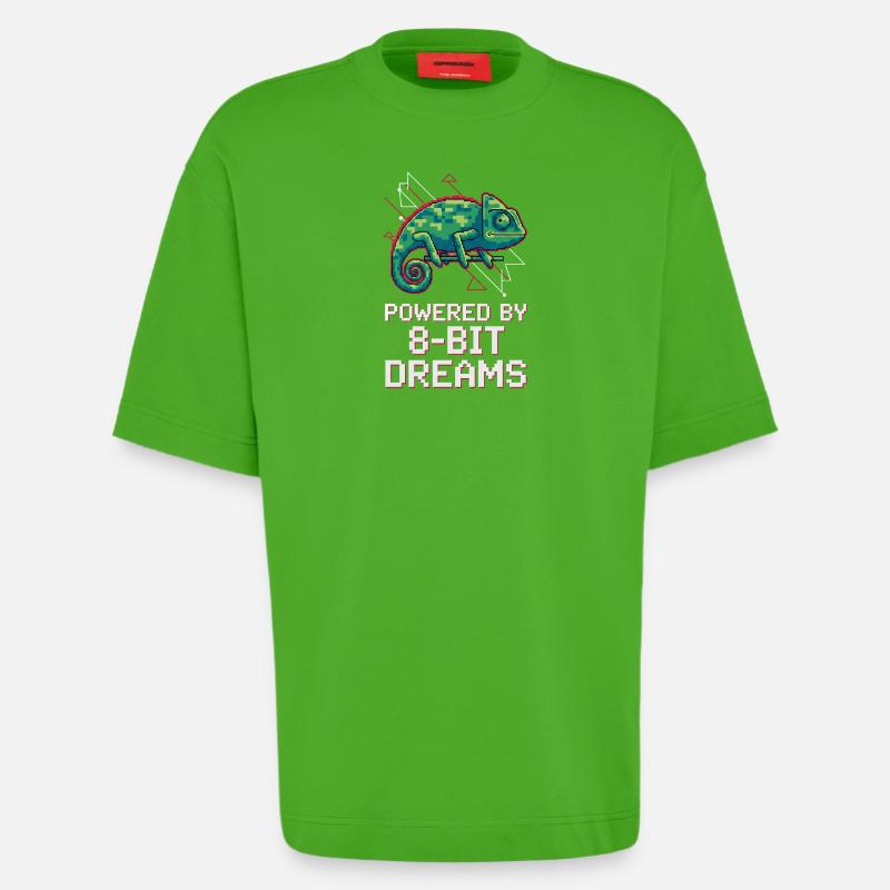 Powered 8-Bit Dreams – Pixel Chamäleon - Heavyweight T-Shirt - made by SPREAD - Apple Neon
