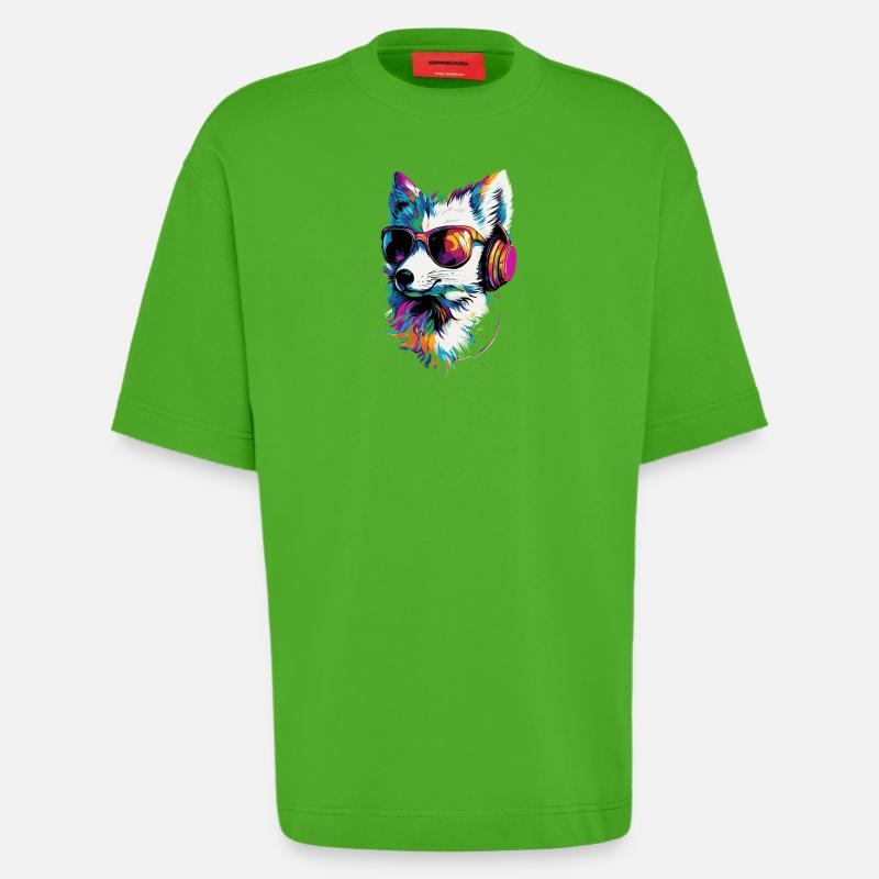 Polarfuchs Schneefuchs Eisfuchs Süßer Weißer Fuchs - Heavyweight T-Shirt - made by SPREAD  - Apple Neon
