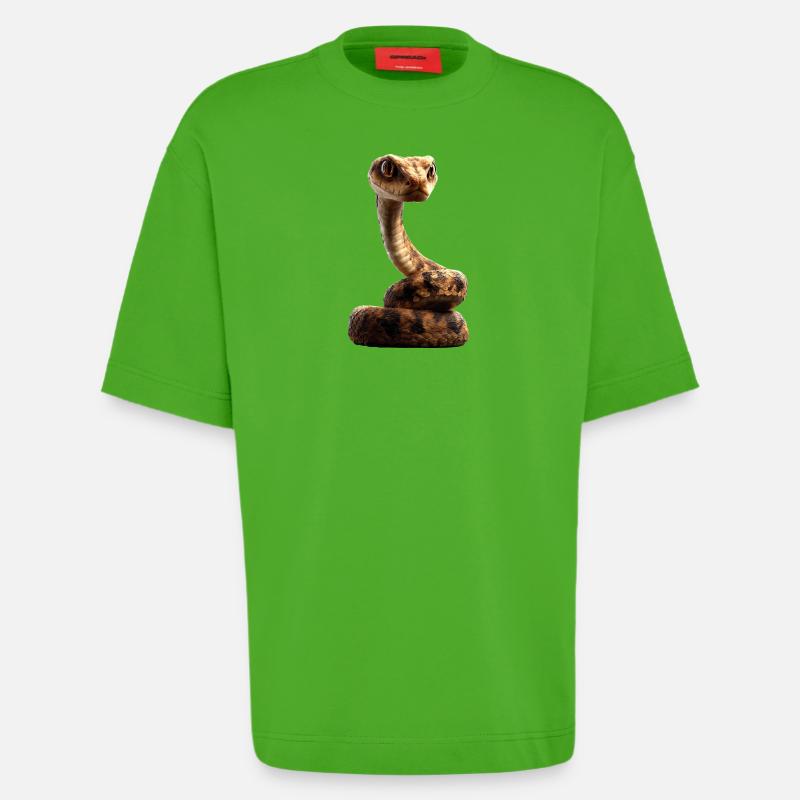 Schlange Python Kobra Klapperschlange Schlangen - Heavyweight T-Shirt - made by SPREAD  - Apple Neon