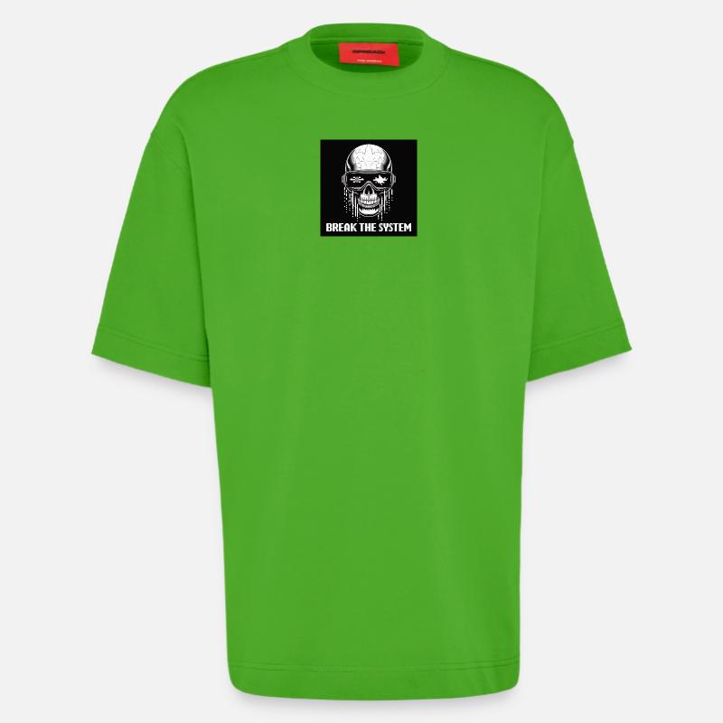 Cyberpunk Schädel zerstört das System - Heavyweight T-Shirt - made by SPREAD  - Apple Neon