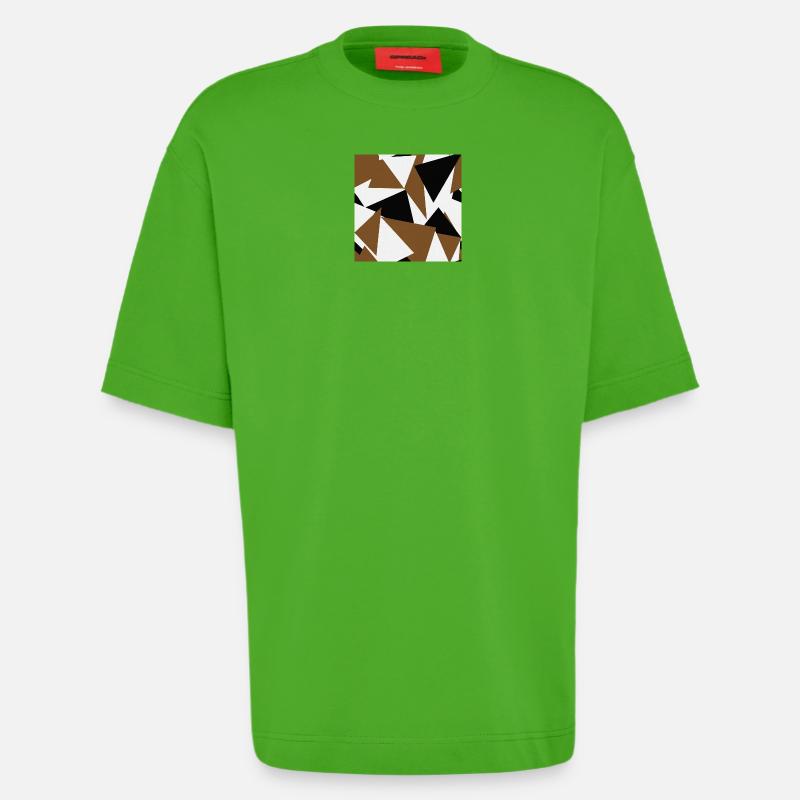Brown Black Triangles Geometry - Heavyweight T-Shirt - made by SPREAD - Apple Neon