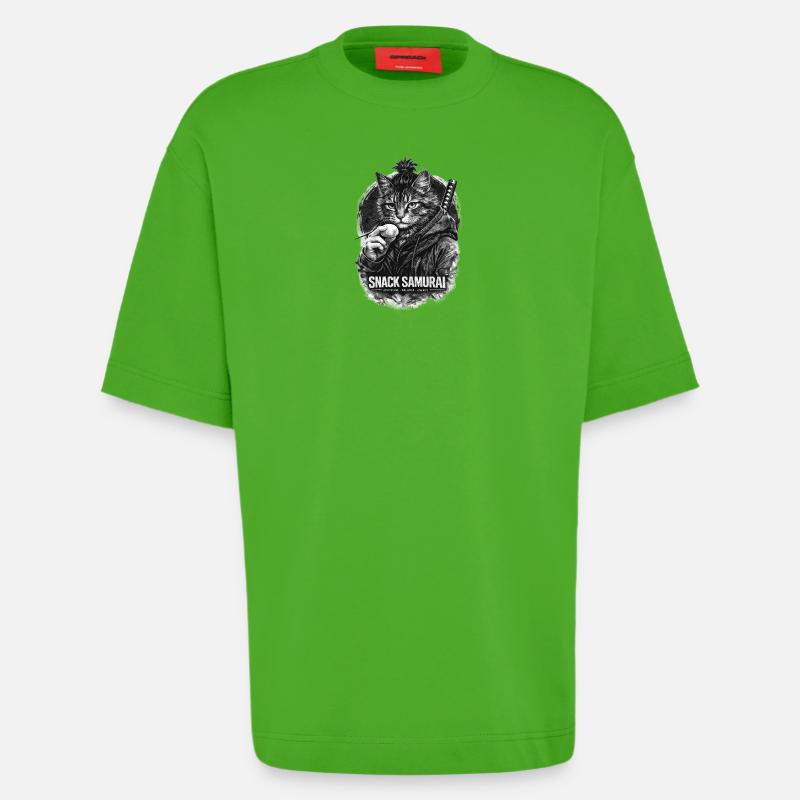 Snack Samurai Katze II - Heavyweight T-Shirt - made by SPREAD  - Apple Neon