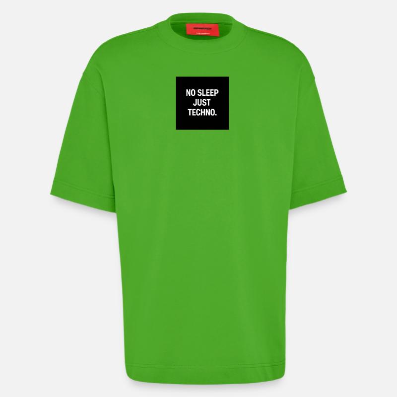 Pas de sommeil, juste Techno - T-shirt bio épais oversize fabriqué en UE - Apple Neon