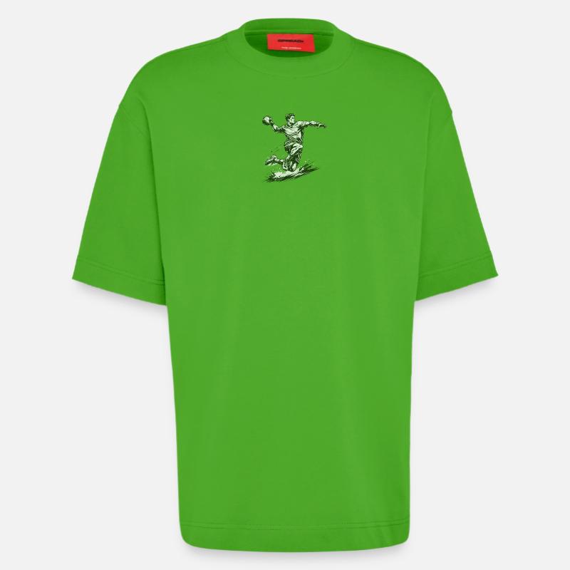 Dynamischer Handballer im Comic Stil - Heavyweight T-Shirt - made by SPREAD  - Apple Neon
