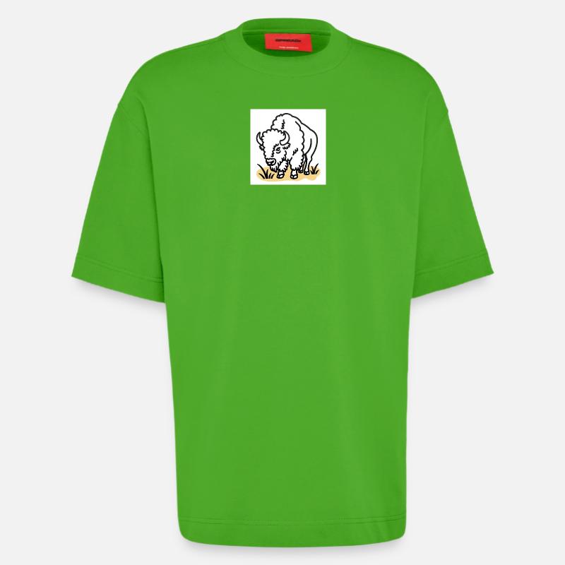 Bison auf gelbem Gras - Heavyweight T-Shirt - made by SPREAD - Apple Neon