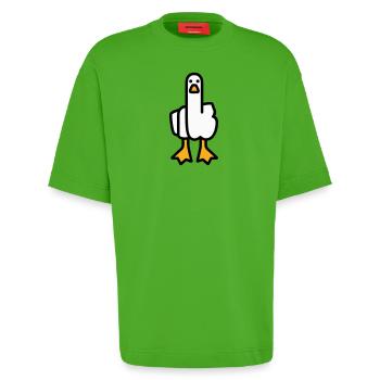 Statement Gans - Heavyweight T-Shirt - made by SPREAD  - Apple Neon - Vorne - Fiona (171cm)