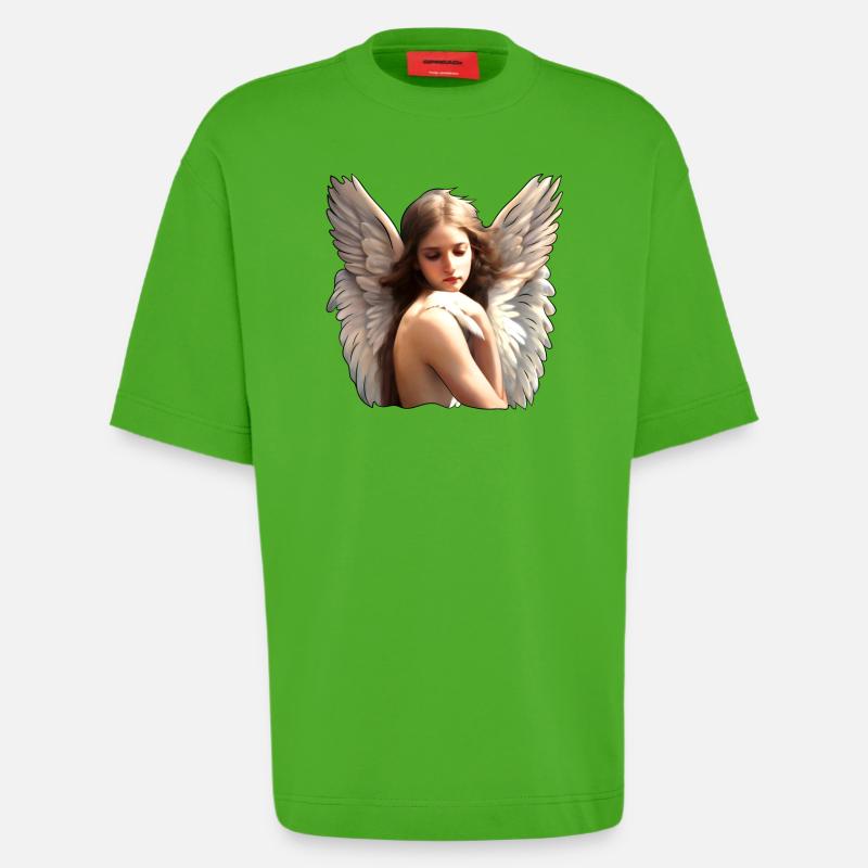 Ange céleste - T-shirt bio épais oversize fabriqué en UE - Apple Neon