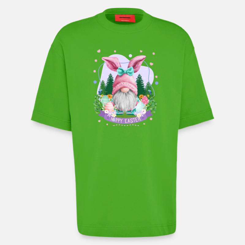 Hoppy Gnome Easter - Easter Gift Idea - Heavyweight T-Shirt - made by SPREAD  - Apple Neon