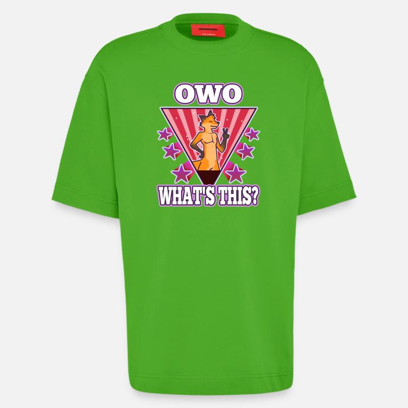 OwO Qu’est-ce que c’est ? - T-shirt bio épais oversize fabriqué en UE - Apple Neon
