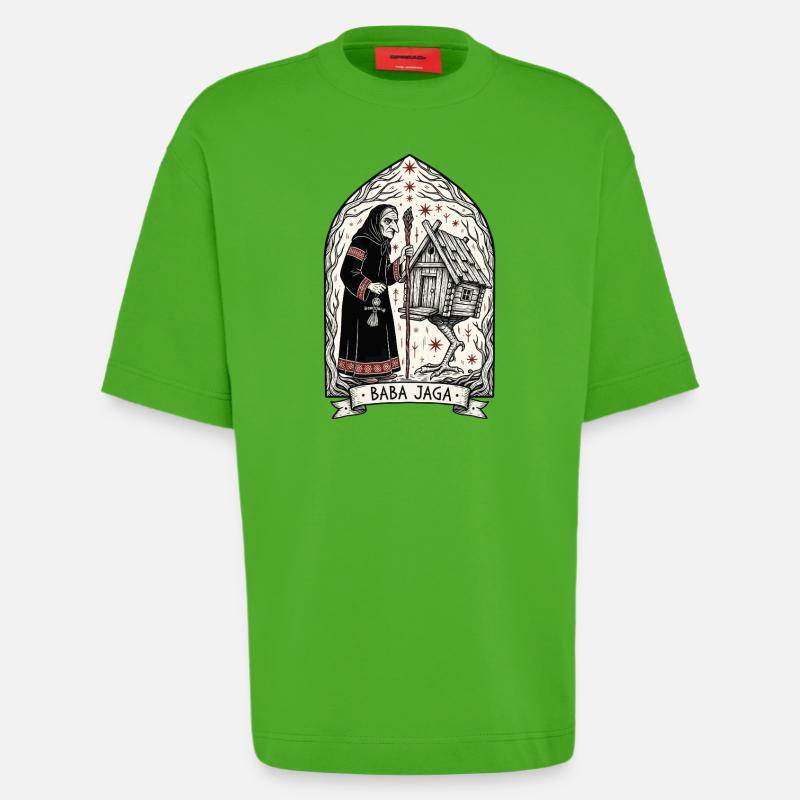 Baba Yaga Dunkle Slawische Hexenkunst - Heavyweight T-Shirt - made by SPREAD  - Apple Neon