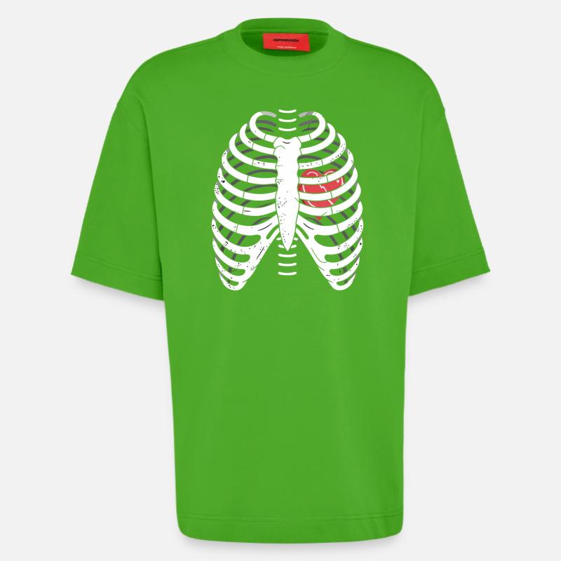 Panier à côtes avec cœur - T-shirt bio épais oversize fabriqué en UE - Apple Neon