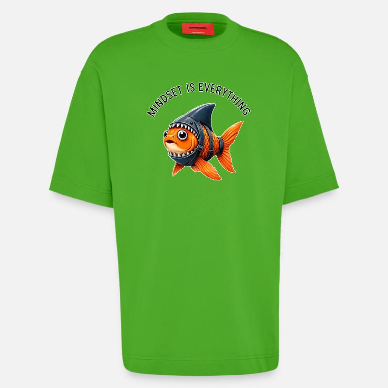 Mindset Fisch – Sei der Hai - T-shirt bio épais oversize fabriqué en UE - Apple Neon
