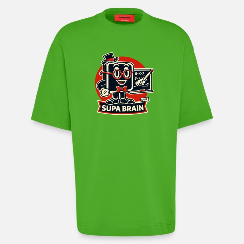 Supa Brain Brain Math Hero - Heavyweight T-Shirt - made by SPREAD  - Apple Neon