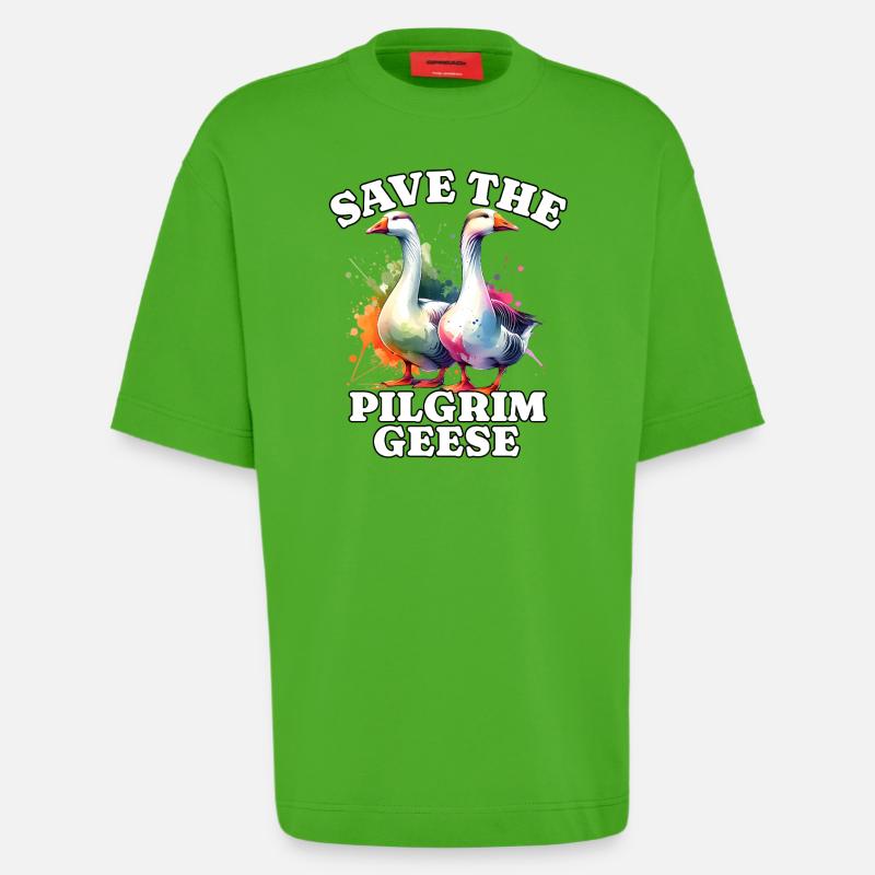 Pilgrim Gans Save Pilgrim Goose - Heavyweight T-Shirt - made by SPREAD - Apple Neon