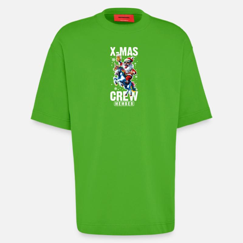 Weihnachts Crew Weihnachtsmann Einhorn - Heavyweight T-Shirt - made by SPREAD - Apple Neon